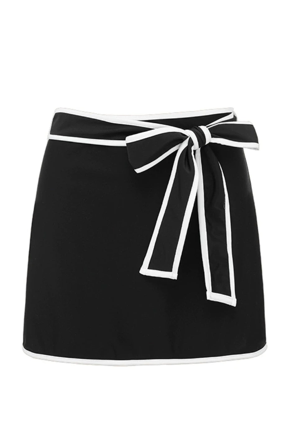 Contris One-Piece Black Swimsuit with Bow and Pareo Skirt Set