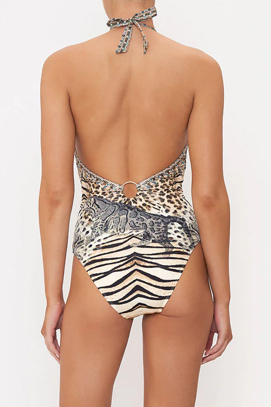 Kaelira Ολόσωμο Μαγιό με Animal Print | Μαγιό - Ολόσωμα - Swimwear One Piece | Kaelira One-Piece Halter Swimsuit with Animal Print