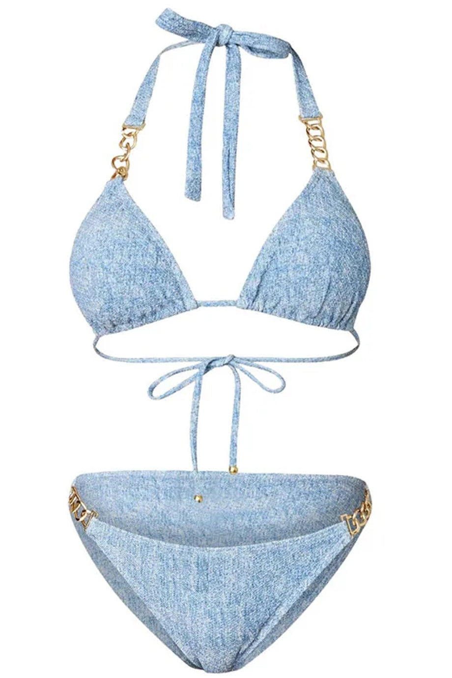 Alvienne Blue Bikini with Chain and Pareo Set