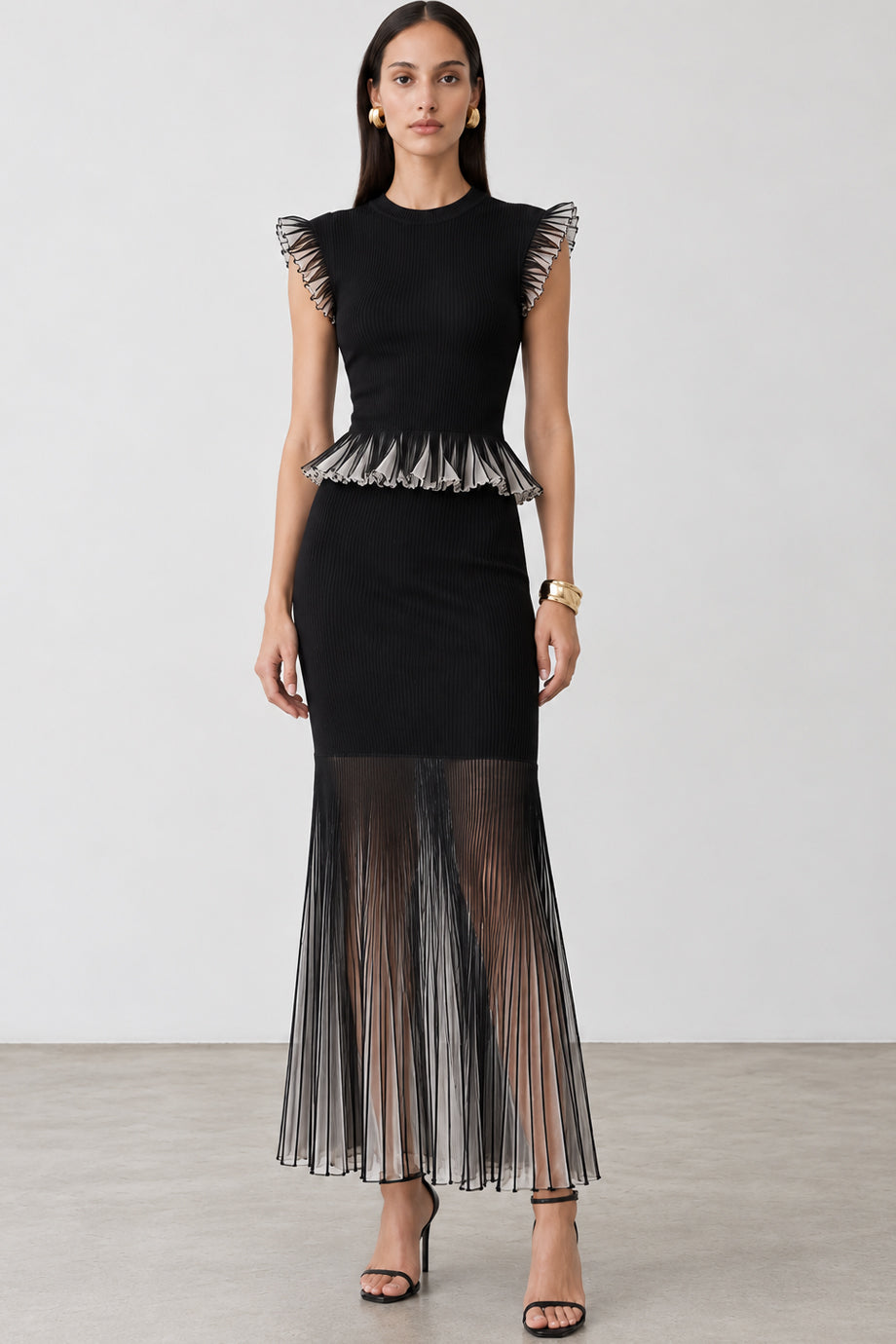 Onyx Cadence Σετ με Τοπ και Φούστα με Peplum Λεπτομέρειες | Πλεκτά Σετ - Knits Set | Onyx Cadence Top and Skirt Set with Peplum Details