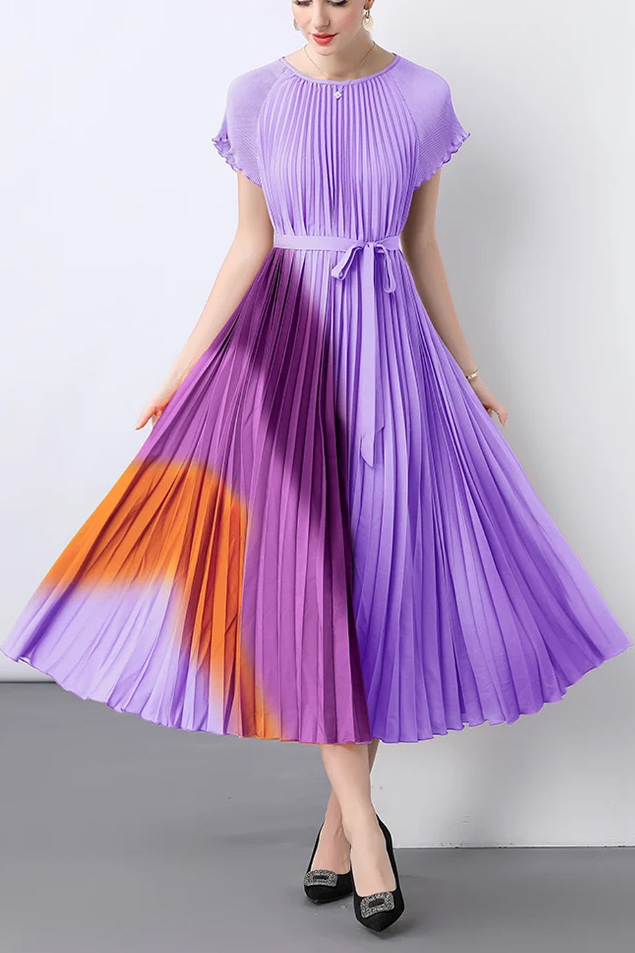 Solene Πολύχρωμο Πλισέ Φόρεμα