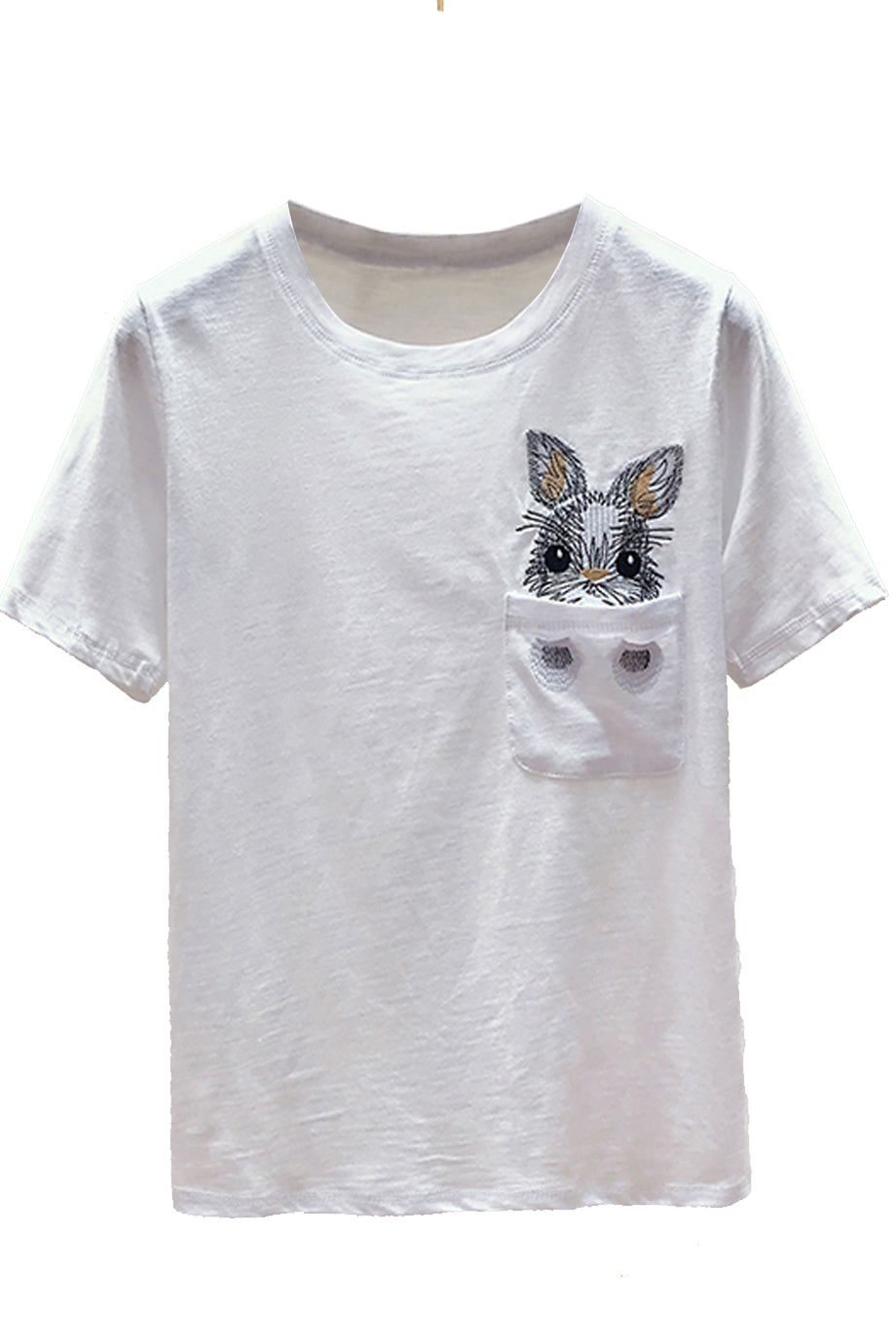 Rabbit Λευκό Μπλουζάκι με Κέντημα