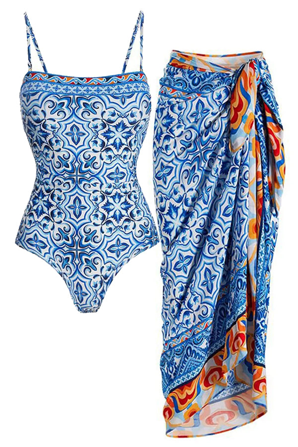 Amalfi Azul Ολόσωμο Μαγιό και Παρεό Σετ