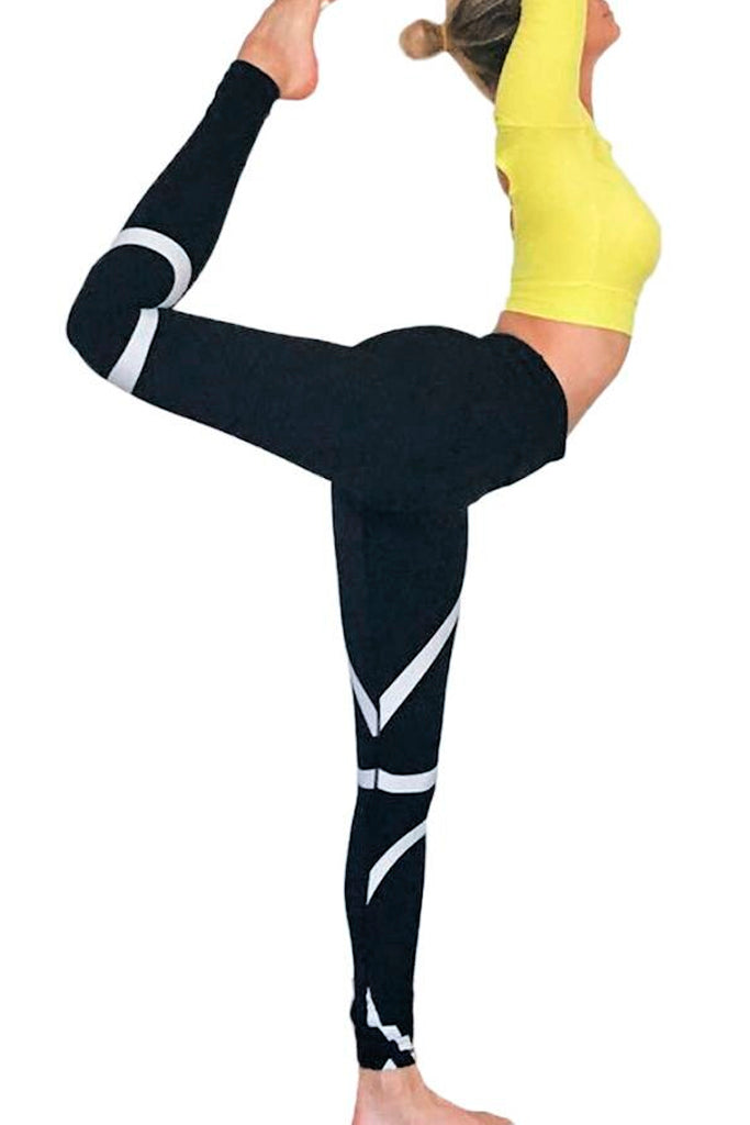 Ribbons Μαύρo Κολάν Yoga με Σχέδια